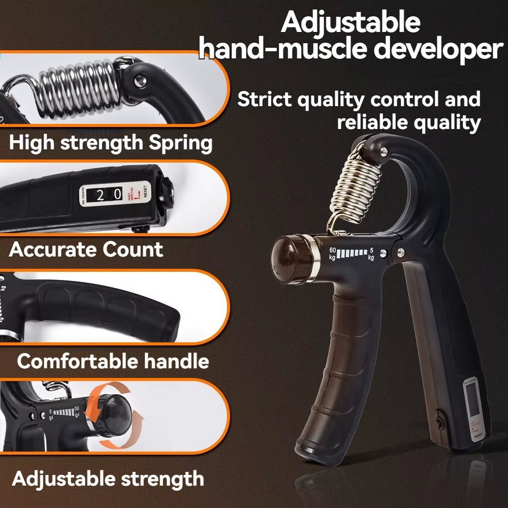 5-60Kg Adjustable Hand Grip Strengthener Hand Gripper Trainer Set with Counter Wrist Forearm and Hand Exerciser for Muscle