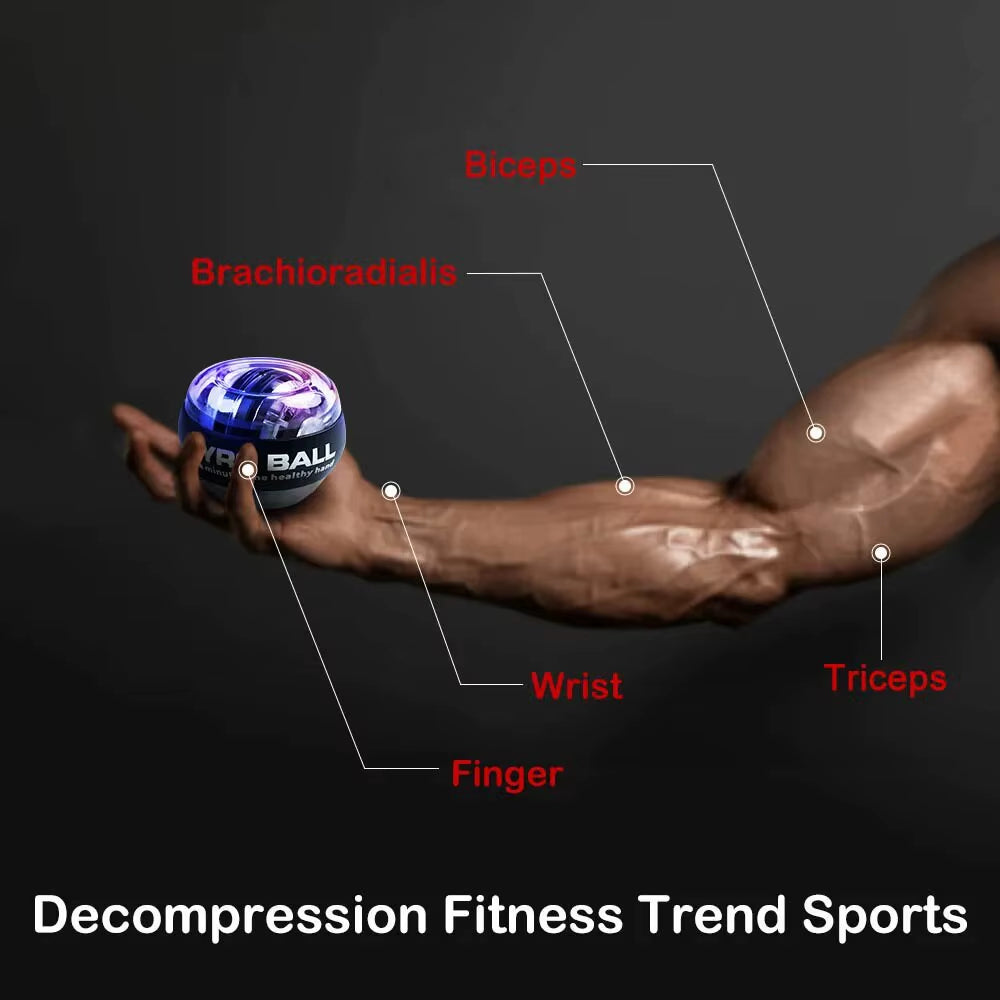 Self-Starting Gyro Ball Gyroscopic Power Wrist Ball Forearm Exerciser Arm Hand Muscle Force Trainer Gyroball Home Gym
